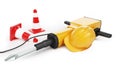 Jackhammer construction helmet traffic cones Royalty Free Stock Photo