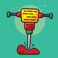 Jackhammer construction tool isolated cartoon vector illustration in flat style Royalty Free Stock Photo