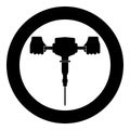 Jackhammer in hand holding power tool use Arm using electric instrument icon in circle round black color vector illustration