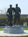 Jackie Robinson and Pee Wee Reese Statue in front of MCU ballpark in Brooklyn