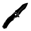 Jackknife icon. Black folding knife icon isolated on white background