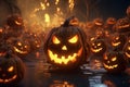 JackoLantern Parade Glowing jackolanterns in a Royalty Free Stock Photo