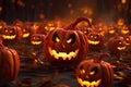 JackoLantern Parade Glowing jackolanterns in a Royalty Free Stock Photo