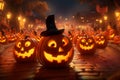 JackoLantern Parade Glowing jackolanterns in a Royalty Free Stock Photo