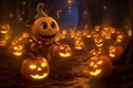 JackoLantern Parade Glowing jackolanterns in a Royalty Free Stock Photo