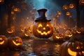 JackoLantern Parade Glowing jackolanterns in a Royalty Free Stock Photo