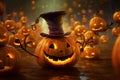 JackoLantern Parade Glowing jackolanterns in a Royalty Free Stock Photo