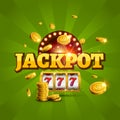 Jackpot background casino slot winner sign. Vector big game money banner 777 bingo machine design