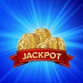 Jackpot Background Vector. Golden Casino Treasure. Winner Concept Illustration. Gold Coins Royalty Free Stock Photo