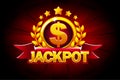 Jackpot banner with red ribbon and text. Vector illustration for casino, slots, roulette and game UI