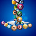 Jackpot bingo lottery balls falling in a hole Royalty Free Stock Photo