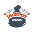 Jackpot bingo lotto win money bag lottery vector icon