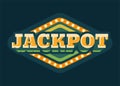 Jackpot casino green rhombus retro sign flat illustration