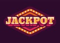 Jackpot casino red rhombus retro sign flat illustration