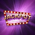 Jackpot casino winner. Big win banner. Retro signboard on purple background with light rays. Vector Royalty Free Stock Photo