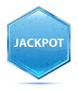 Jackpot crystal blue hexagon button Royalty Free Stock Photo
