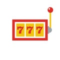 777 jackpot icon - casino gambling - machine slot - flat vector illustration isolated on white background. Royalty Free Stock Photo