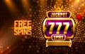 Jackpot King spins 777 banner casino on the golden background.