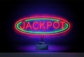 Jackpot neon sign vector. Casino Design template neon sign, light banner, neon signboard, nightly bright advertising Royalty Free Stock Photo