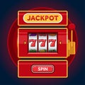 Jackpot red slot machine game. Win 777 jackpot. Royalty Free Stock Photo