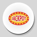 Jackpot winnings inscription sticker icon flat style. Vector illustration.