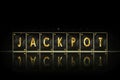 Jackpot, word, from alphabet on vintage playing cards. on a black background.Reflection. Glow. Casino. Gambling Royalty Free Stock Photo