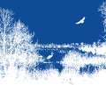 Wetlands bird santuary graphic blue