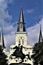 Jackson and Cathedral in Jackson Square Royalty Free Stock Photo