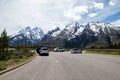 Jackson Hole, Wyoming, USA, May, 28, 2021: Teton range from the Cathedral Group Turnout, In Grand Teton National Park, Wyoming