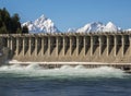 Jackson Lake Dam flowing water quickly in order to empty lake Royalty Free Stock Photo