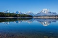 Jackson Lake with reflection of Teton mountains Royalty Free Stock Photo