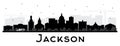 Jackson Mississippi City Skyline Silhouette with Black Buildings Isolated on White