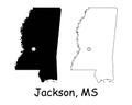 Jackson Mississippi MS State Border USA Map Royalty Free Stock Photo