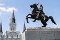 Jackson Square, New Orleans-Andrew Jackson Statue, St. Louis Cathedral Royalty Free Stock Photo