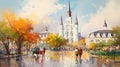 Jackson Square Reverie: Impressionistic Canvas Captures New Orleans Magic