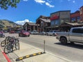 Jackson, Wyoming. Street with old houses and cars