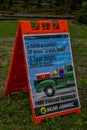 JACKSON, WYOMING, USA, JUNE, 07, 2018: Outdoor view of informative plastic sign of food storage required, bear-resistant