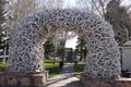 Jackson, Wyoming, USA - May 13, 2023: Elk Antler Arch at the Town Square