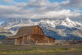 View of a Moulton barn at Mormon Row near Jackson Wyoming on October 1, 2013 Royalty Free Stock Photo