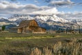 JACKSON, WYOMING/USA - SEPTEMBER 30 : View of Mormon Row near Jackson Wyoming on September 30, 2013 Royalty Free Stock Photo