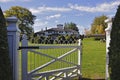 View of a tourist resort in Ontario, Canada with white front gate Royalty Free Stock Photo