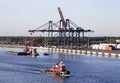 Jacksonville City Port And A Tugboat