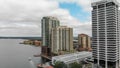 JACKSONVILLE, FL - APRIL 8, 2018: Aerial city view from the rive