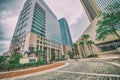 JACKSONVILLE, FL - APRIL 8, 2018: City skyscrapers from independent Drive on a cloudy day