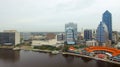 JACKSONVILLE, FL - FEBRUARY 2016: Aerial city view on a cloudy d
