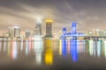 JACKSONVILLE, FL - FEBRUARY 2016: Beautiful buildings night reflections. Jacksonville is a famous destination in Florida Royalty Free Stock Photo