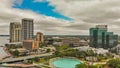 Jacksonville, Florida - April 2018: Aerial view of city skyline from drone viewpoint