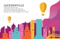 Jacksonville Florida City Building Cityscape Skyline Dynamic Background Illustration