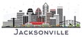 Jacksonville Florida City Skyline with Gray Buildings Isolated o