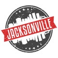 Jacksonville Florida Round. Travel Stamp Icon Skyline City Design Seal Badge Illustration Clipart.